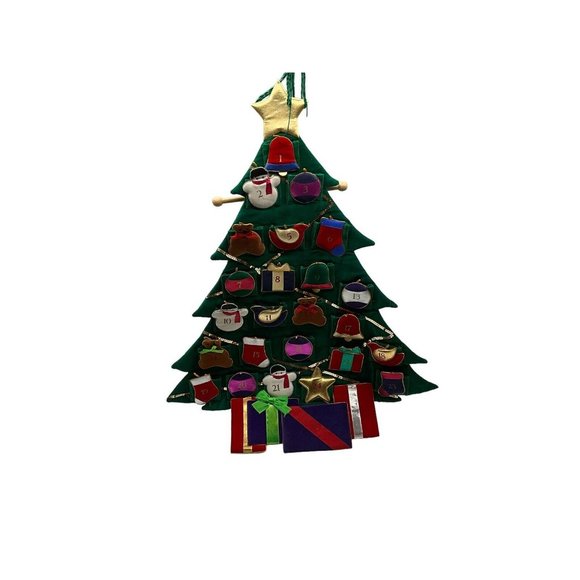 Christmas Tree Fabric Reusuable Advent Calendar 30 Inch long x 23 Inch Wide - Picture 2 of 16